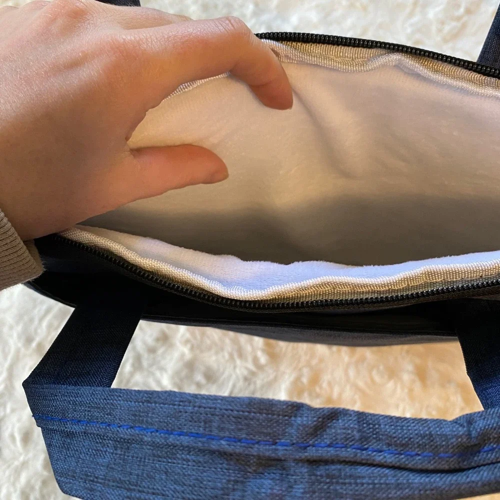 Qinnxer Laptop Messenger Bag Unisex Blue‎ 16 inch Heathered Fleece Lined New